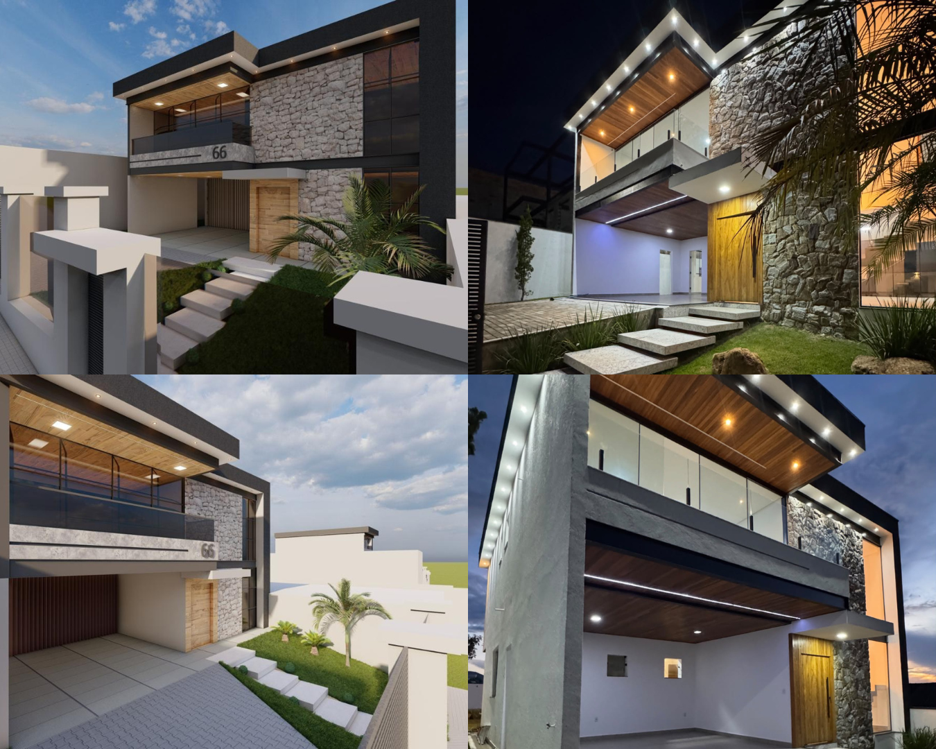 Comparativo entre projeto e obra pronta da Casa Masterville 2